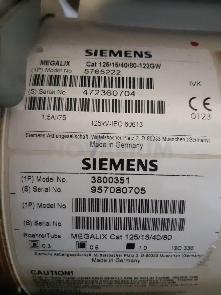 Siemens 5765222 - X-Ray Tube Megalix Cat 125/15/40/80-122GW