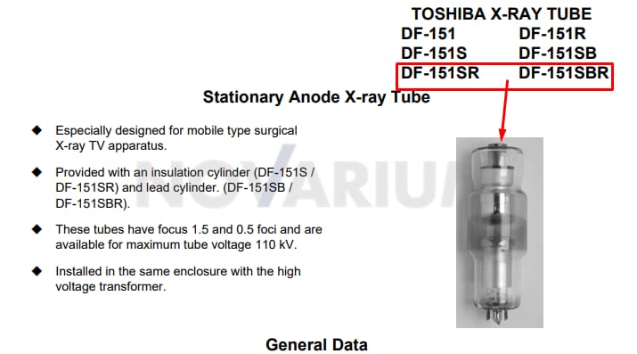 Toshiba DF-151SBR - Focal Spot 0.5 mm-1.5 mm, dual focal spot, Heat Capacity  45,000HU, Anode angle 16deg. anode target angle.png