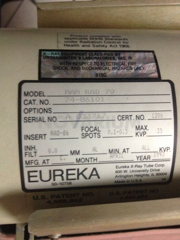 Lorad 74-86101 - Eureka X-Ray Tube Model Mam Rad 70.jpg